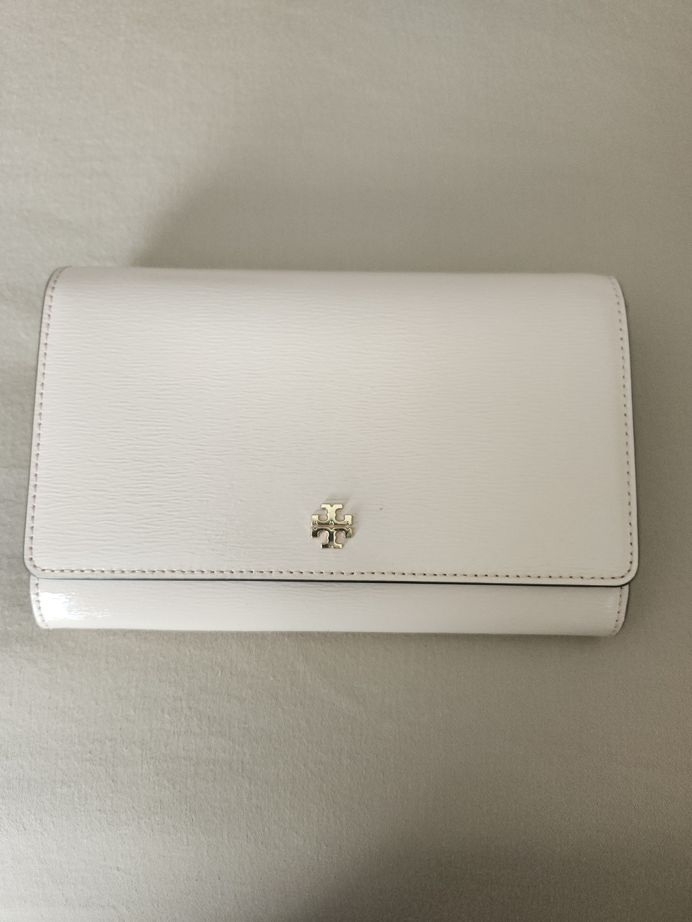 Tory Burch Light Pink Leather Fold-Over Wallet Clutch